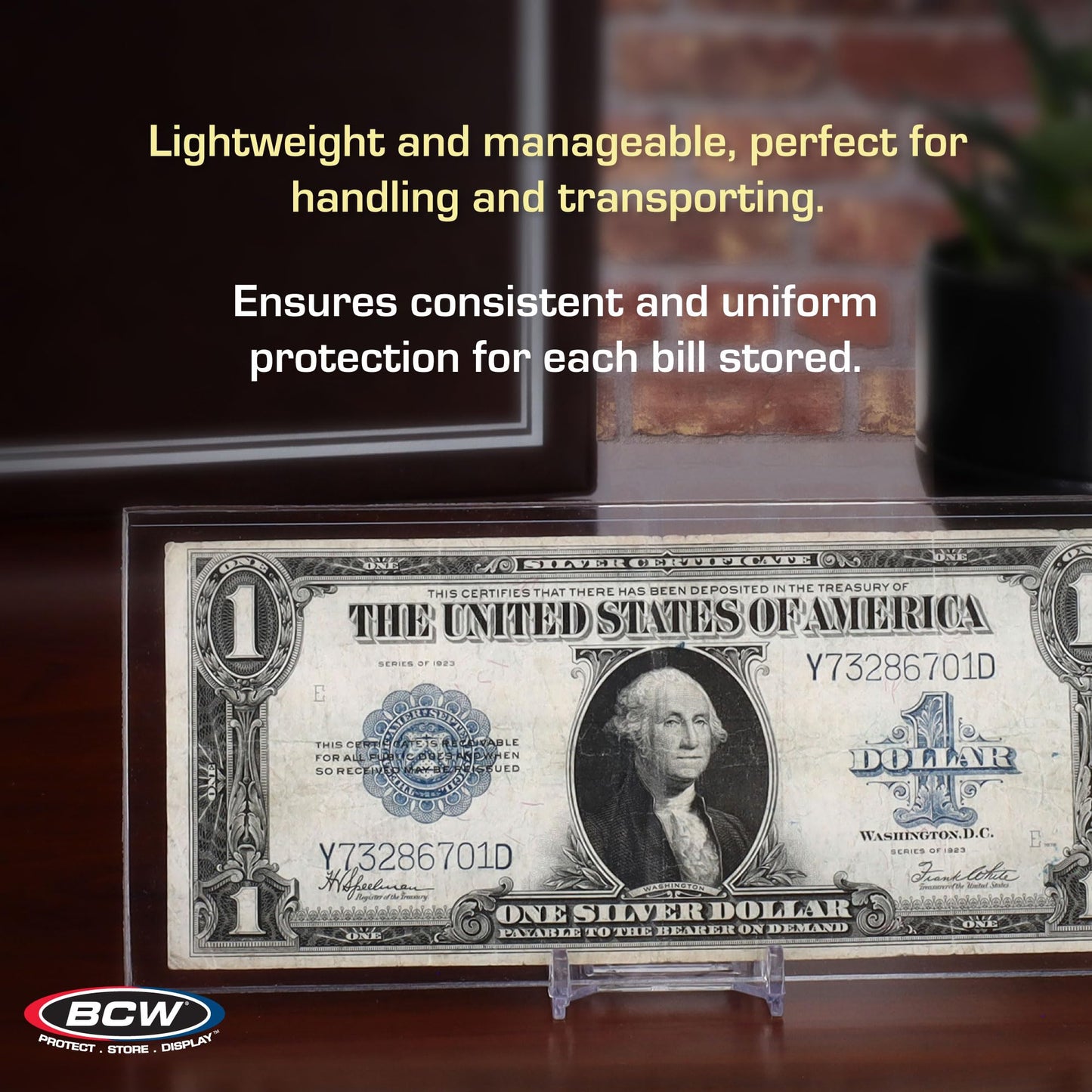BCW Large Bill Deluxe Currency Holders - 50ct | Archival Safe Bill Protectors | High Clarity Double-Polished Clear Vinyl | for Collectors and