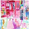 127pcs Doll Clothes Accessories and Closet for 11.5 inch Girl Doll,Dollhouse Wardrobe Storage Fashion Dress Gowns Outfits Swimsuits Tops Bottoms Shoe