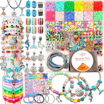 leitait Girls Toys Bracelet Making Kit -3400pcs Charm Jewelry Making Kit Supplies,Unicorn/Mermaid Crafts Birthday Christmas Gifts for Girls Ages 5 6 7