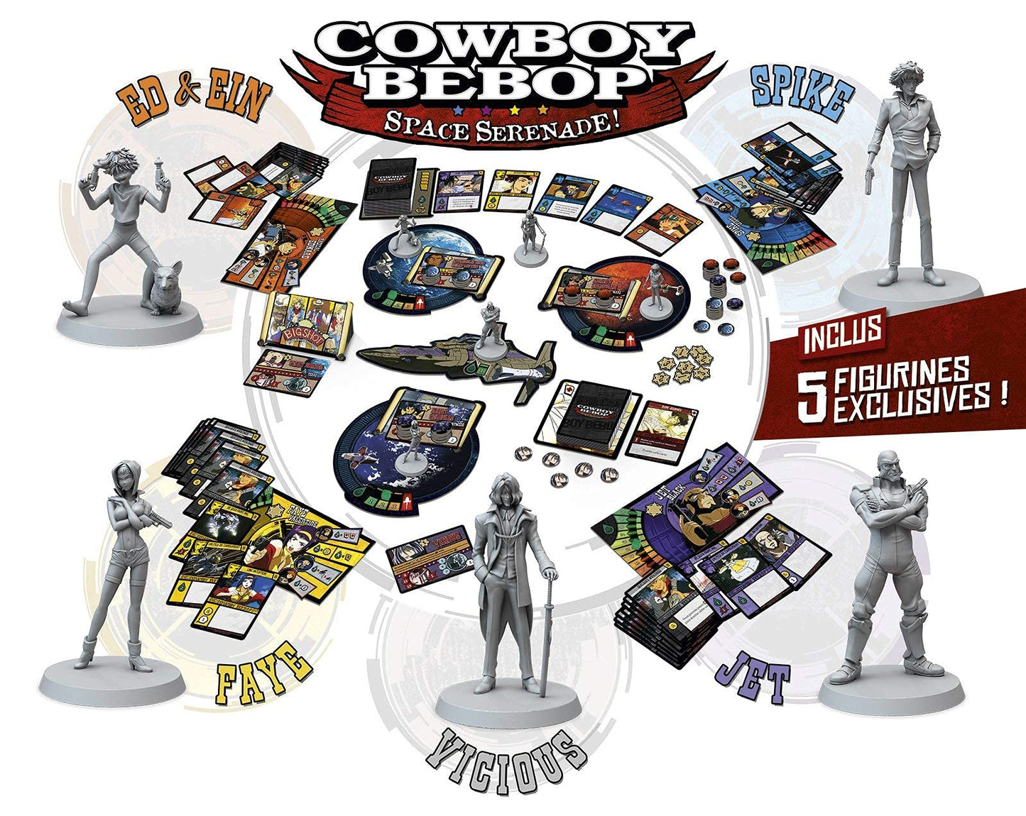 Japanime Games Cowboy Bebop: Space Serenade | from The Creator of Harmonies | Cooperate to Take Down Vicious | 1-4 Players | Ages 14+ | 30-90 Min Play