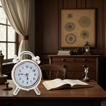 1Pcs Silver 1/12 Miniature Alarm Clock Dollhouse Decoration Accessories,Miniature Dollhouse Accessories (0.4x0.2x0.6 inch)