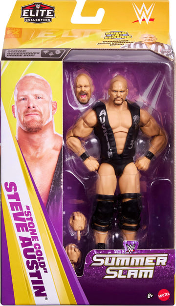 Mattel WWE Elite Collection Action Figure & Accessories, Premium Live Event “Stone Cold” Steve Austin Set, SummerSlam Series with Jesse “The Body”