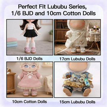 QIXINGWISE Doll Shoes for Lububu, 15cm 17cm Dolls Accessories, Mini PU Leather Shoes, Fashion Dress Up Doll Shoes Replacement for 6.7 Inches Dolls (2