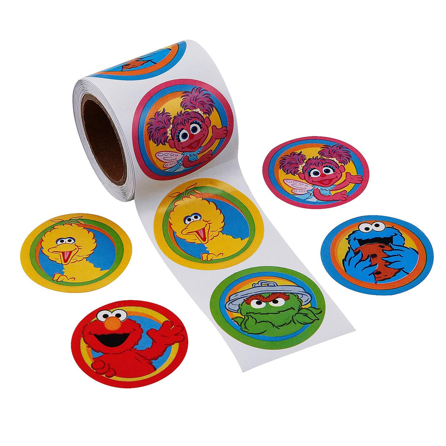 Fun Express 1 1/2" Sesame Street Characters Sticker Roll - 100 Pieces