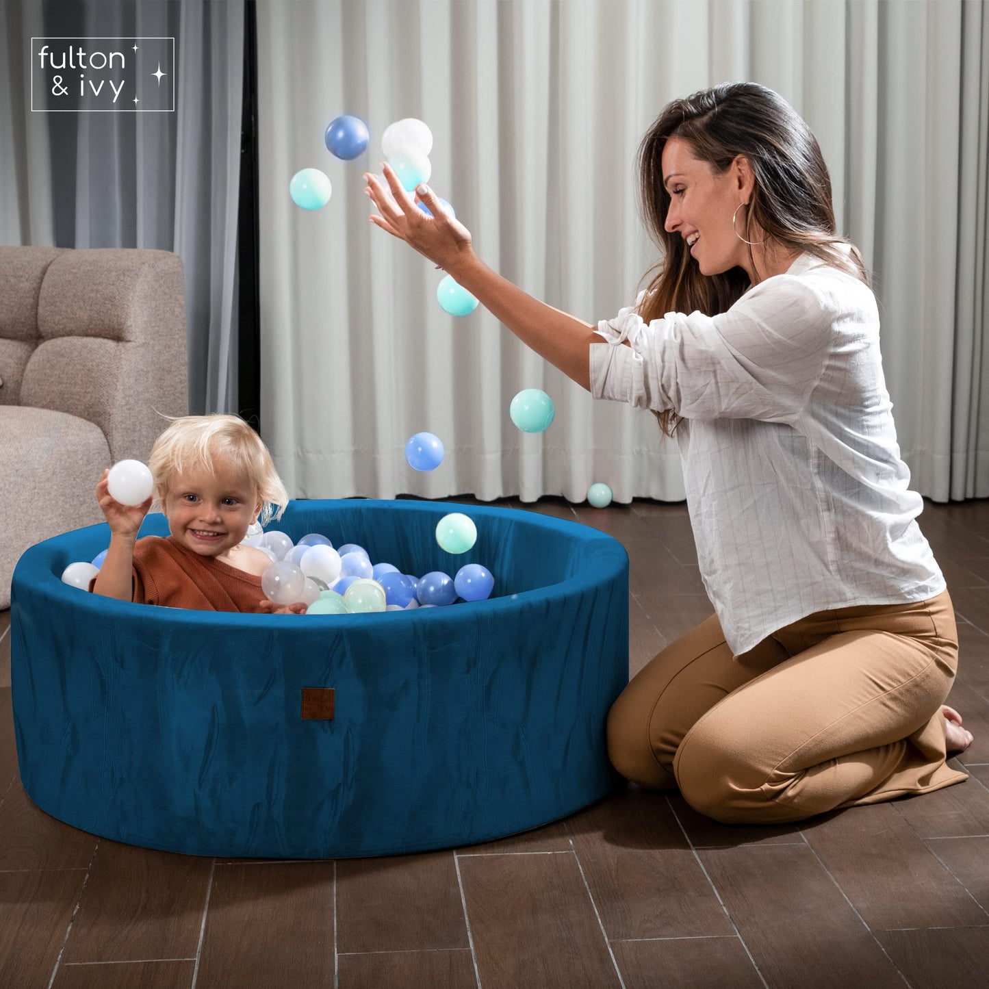 Fulton & Ivy Premium Baby and Toddler Ball Pit (35"x11.8") | Easy to Clean Memory Foam Ball Pit Made with Non-Toxic Materials | Durable Ball Pits