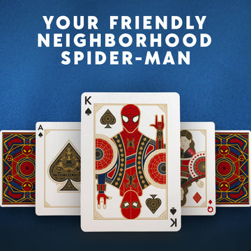 theory11 Spider-Man Playing Cards - Blue Red Gold Web-Suit Poker Deck with Custom Movie Artwork, Magic, Cardistry, Game Night Gift for Marvel Fans