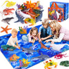 GINMIC Kids Ocean Animals Toys with Large Play Mat , 18 Pack Assorted Realistic Sea Animal Toys with Carrier Bag Including Shark, Whale, Dolphin etc