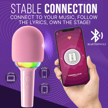 Joomie Karaoke Microphone for Kids - Wireless Bluetooth 4-in-1 MIC with Speaker, Voice Changer, Echo Effect & RGB Lights, Rechargeable, Fun Birthday
