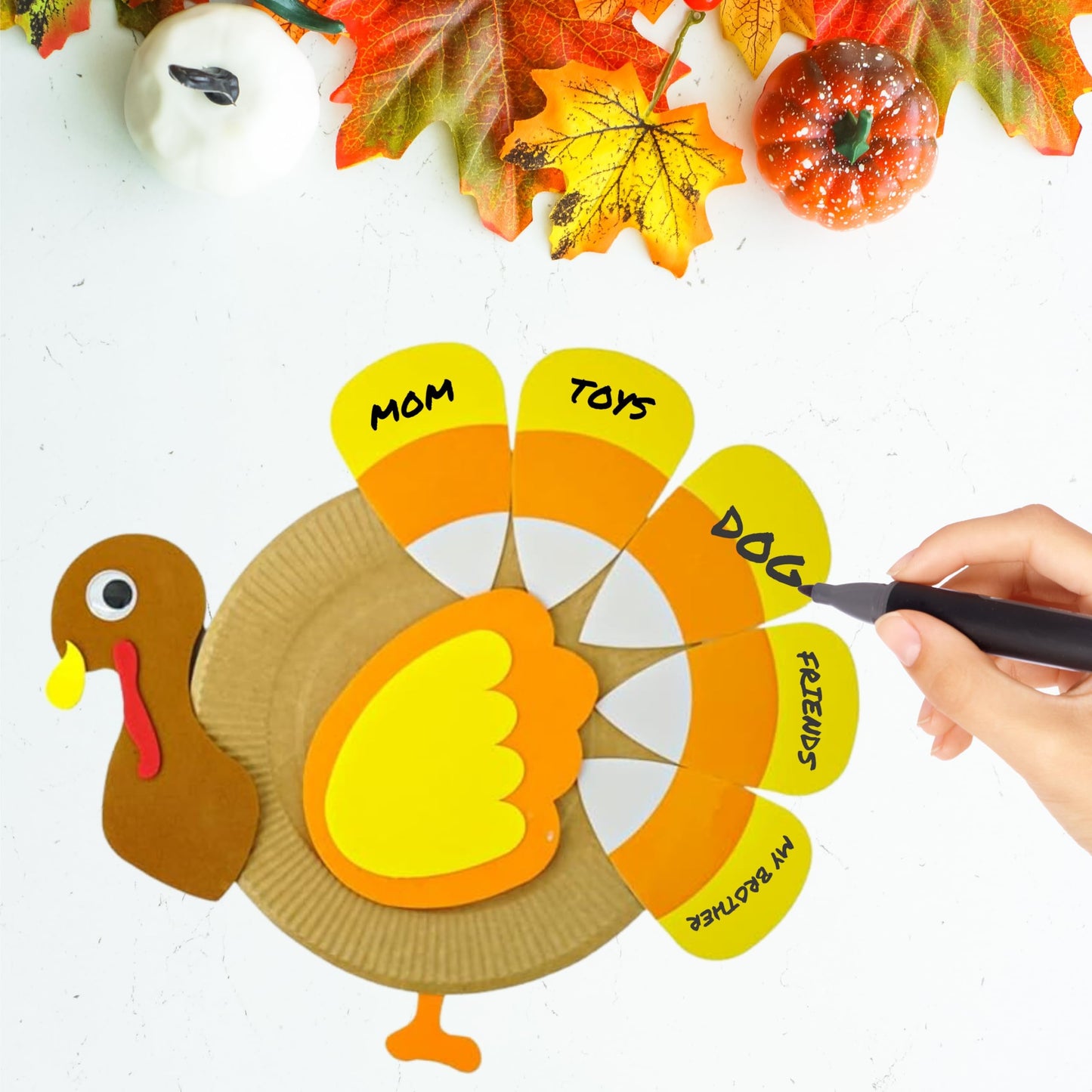4E's Novelty Turkey Plate Craft for Kids (4 Pack) Self Adhesive, Fall Thanksgiving Crafts for Kids & Toddlers Ages 4-8, 3-12 Fun Thanksgiving Activity