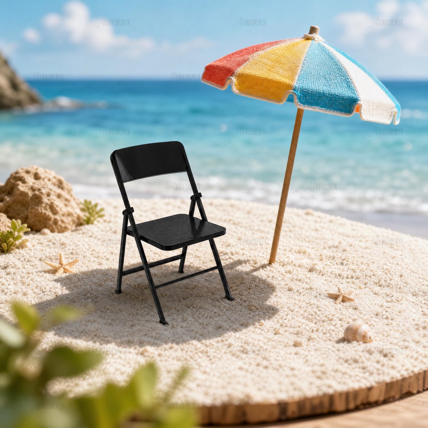 AUEAR, 12" Plastic Foldable Chairs Decoration Black 1/6 Scale
