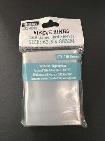 Sleeve Kings Card Sleeves 63.5x88mm Standard Size - Clear Polypropylene, 60 Micron, 440 Standard Board Game Card Sleeves Board - SKS-8810X4