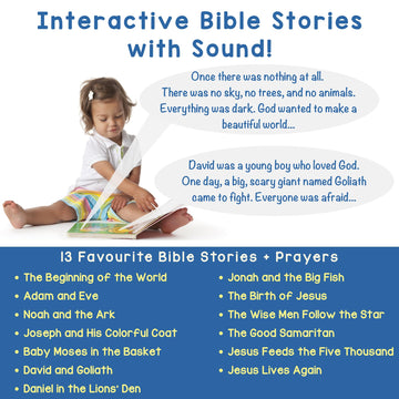 LEARNING BUGS Christian Bible Stories - 13 Stories and Prayers for Little Ones, Musical Books for Toddlers, 28-Button Bible Story Book, Musical Toys