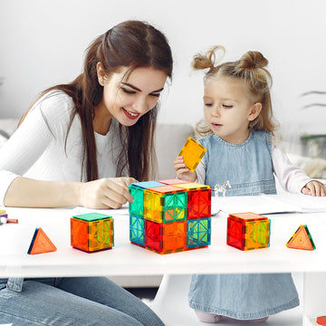 FNJO Magnetic Tiles, 110PCS Magnet Building Set, Magnetic Building Blocks, Construction STEM Learning and Playing Toys for Kids, Montessori Toy