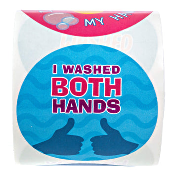 I Washed My Hands Sticker / 250 Kids Hand Washing Achievement Stickers / 2" School Children Colorful Reward Stickers / 6 Vibrant Designs/Made in
