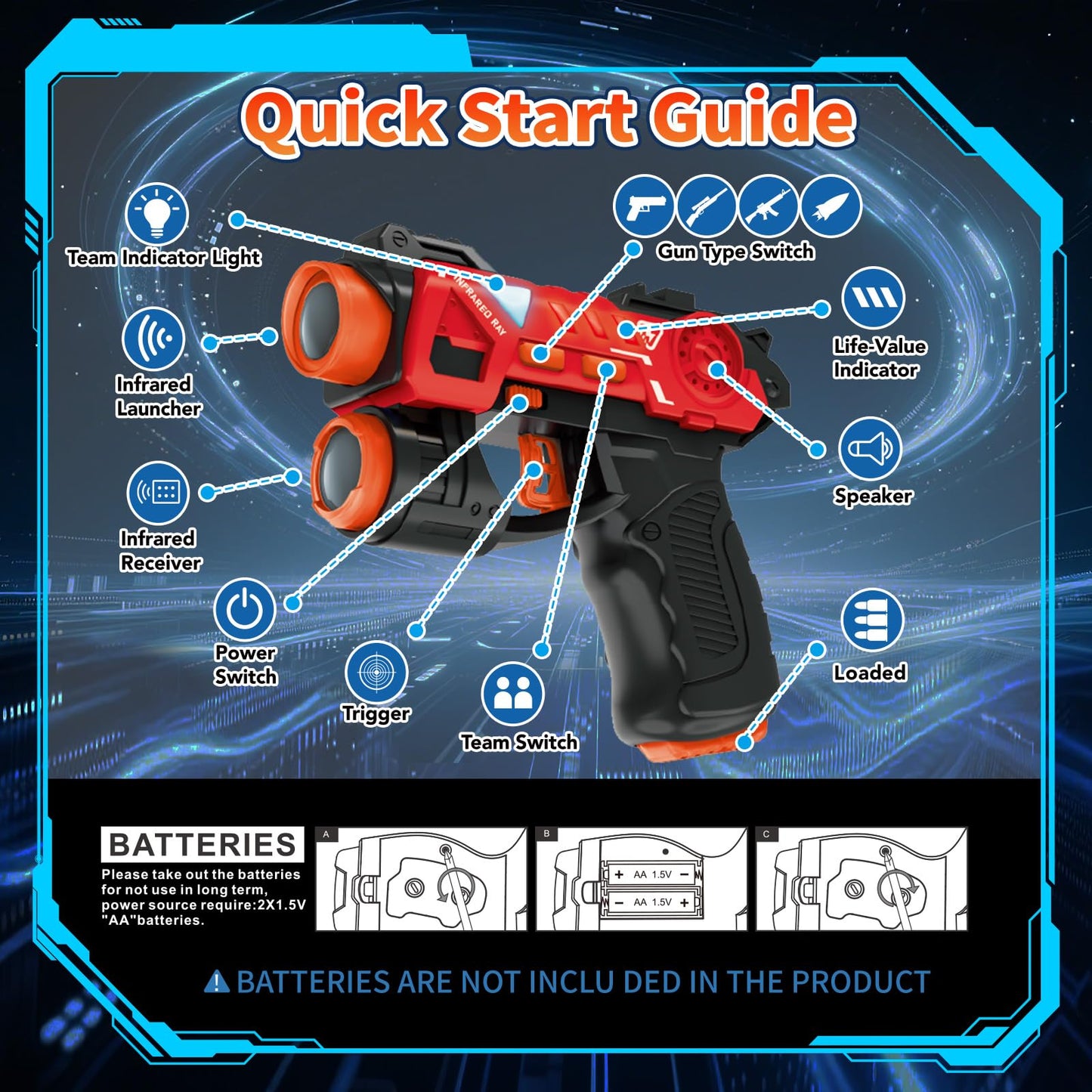 HISTOYE Mini Laser Tag Guns Set of 2 with Projector Laser Gun Shooting Game