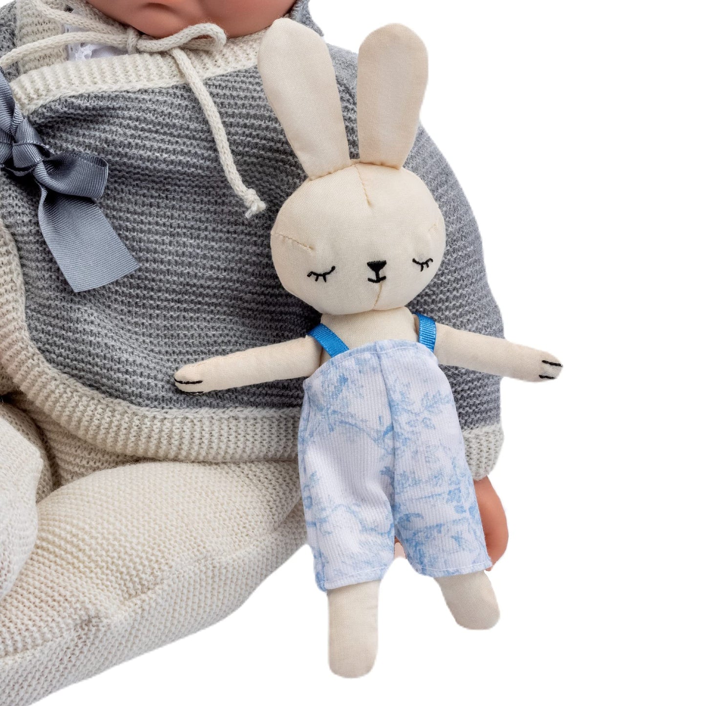 JC Toys La Baby Original Gray Collection Gift Set | 17" Soft Weighted Body | Made in Spain | Just Like a Real Baby | Blue Eyes | Reborn Berenguer