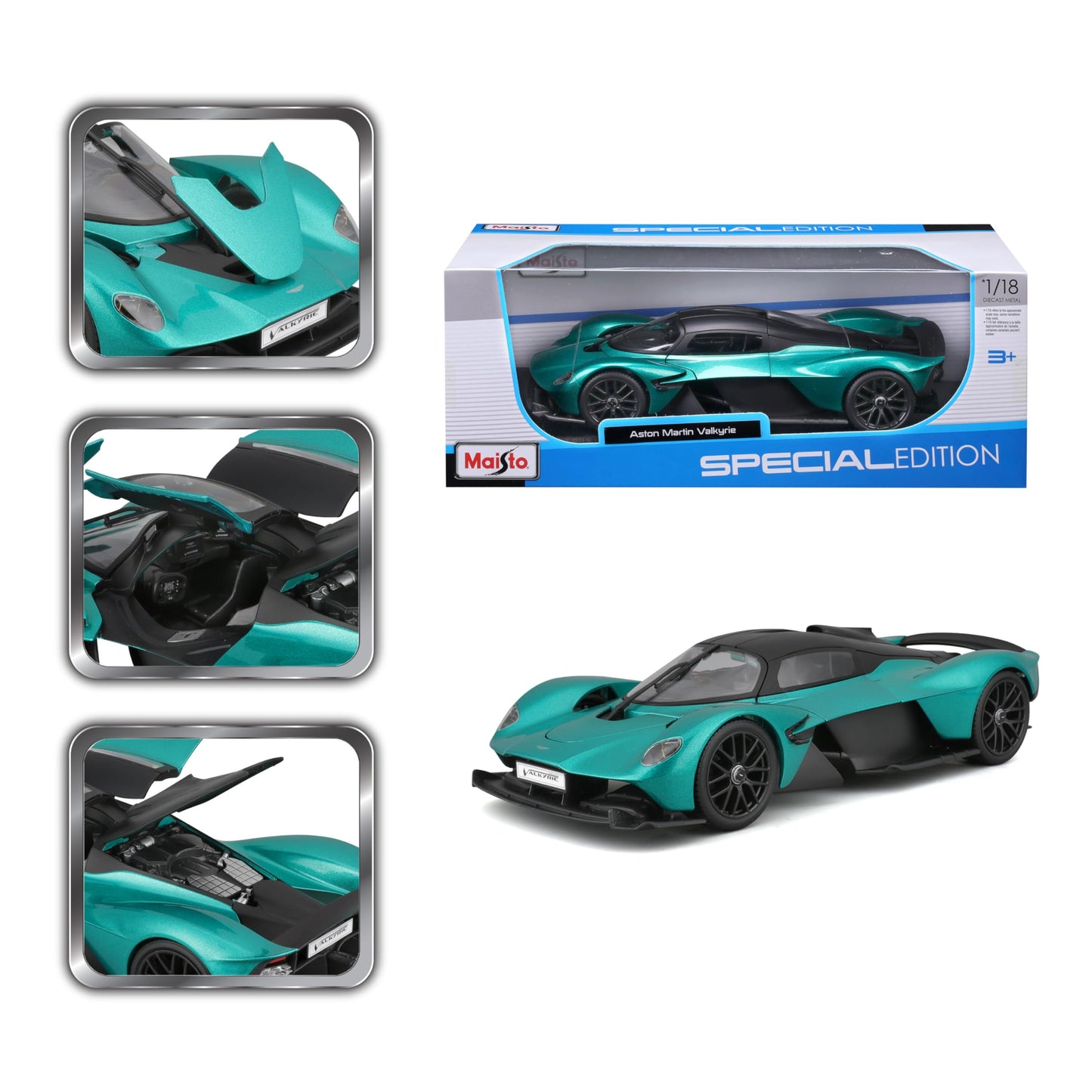 Maisto 1:18 Scale Special Edition 2022 Aston Martin Valkyrie Diecast Vehicle, Green