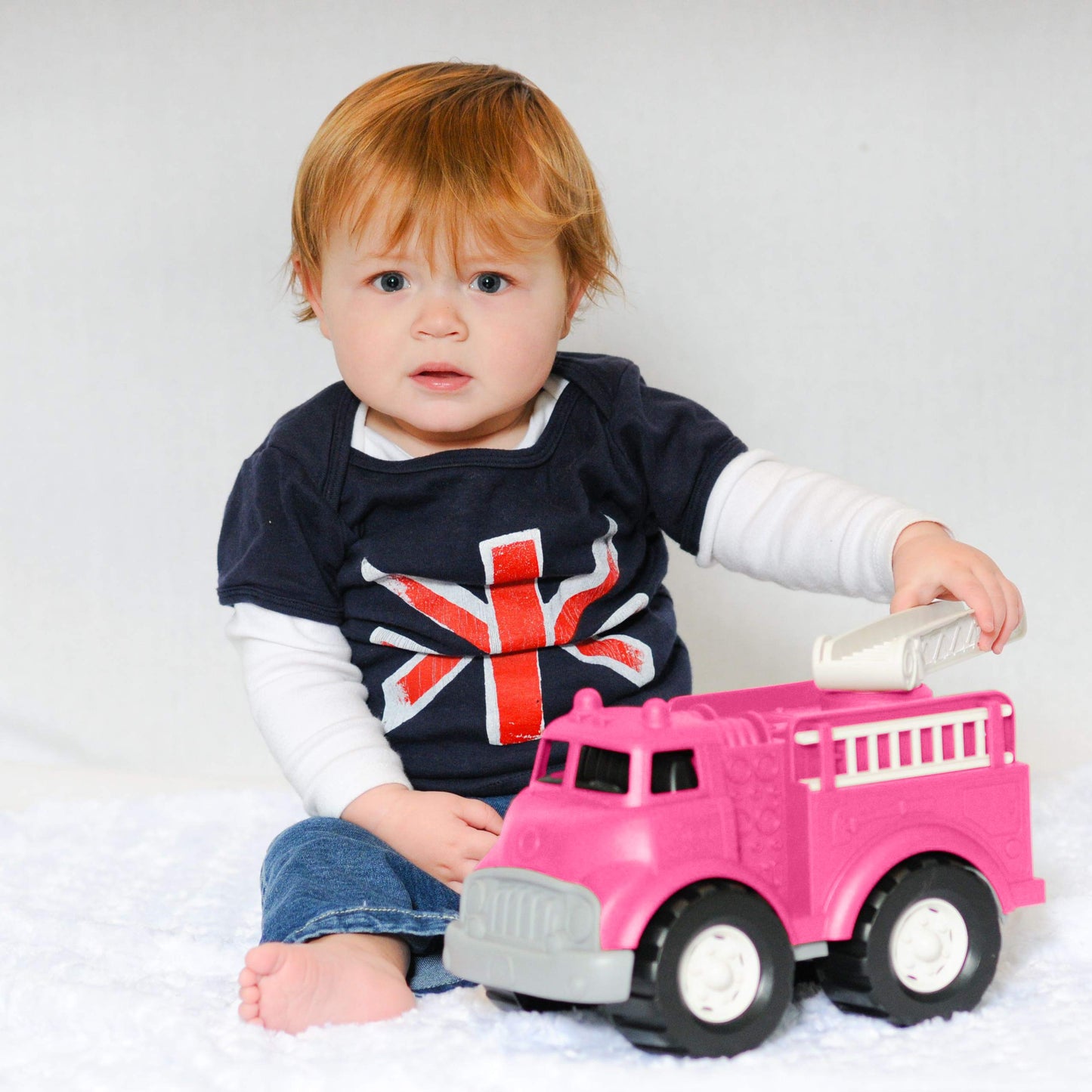 Liberty Imports Big Plastic Toy Fire Truck for Toddlers Boys and Girls | Pink Fireman Engine Vehicle with Rescue Ladders for Indoor and Outdoor