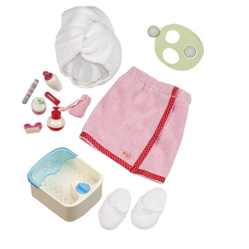Our Generation - Sp-Aaaah Day - Salon Set - Foot Bath, Towel, and Cucumber Mask - 18-Inch Doll Accessories - Pretend Play - Toy for Kids 3 Years +