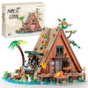 Vziimo A-Frame Cabin Building Set, MOC Ideas Cabin House Collectible Model Kit with LED for Adults and Kids Age 12+, Gifts for Nature and Architecture