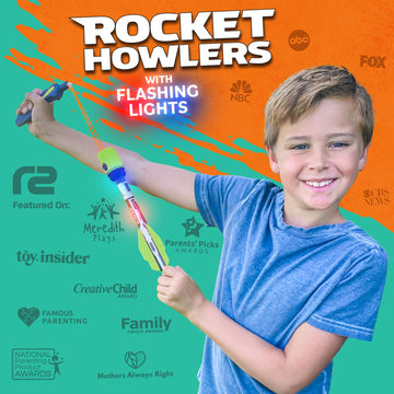 Light Up Foam Rocket Toys for Kids: Best LED Rocket Launcher Slingshot Lights Up & Makes Noise! Boys & Girls Outdoor Toys Party Favors Summer Birthday