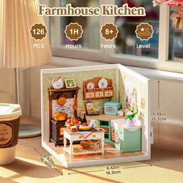ROBOTIME Super Creator Kits, DIY Mini House Toy Building Set, Plastic Miniature House 126 PCS with Led, Building Set Kits for Creative Play Unique