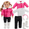 Winter Snow Doll Outfit for 18" Dolls-Premium Handmade 5pc Lodge Vacation Ski Clothes & Accessories Compatible w American Girl Doll- Includes Jacket