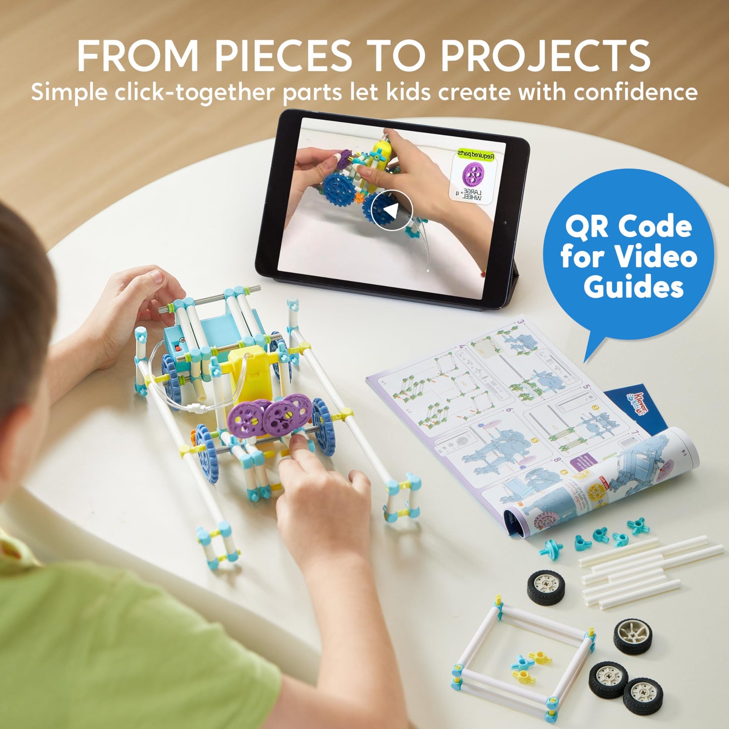 JOVA Klever Kits 36-in-1 Motor Robotic Kits, Make Your Own Kids Craft Kits Educational STEM Toys for Ages 8-13 Boys and Girls, Science Gifts for 8