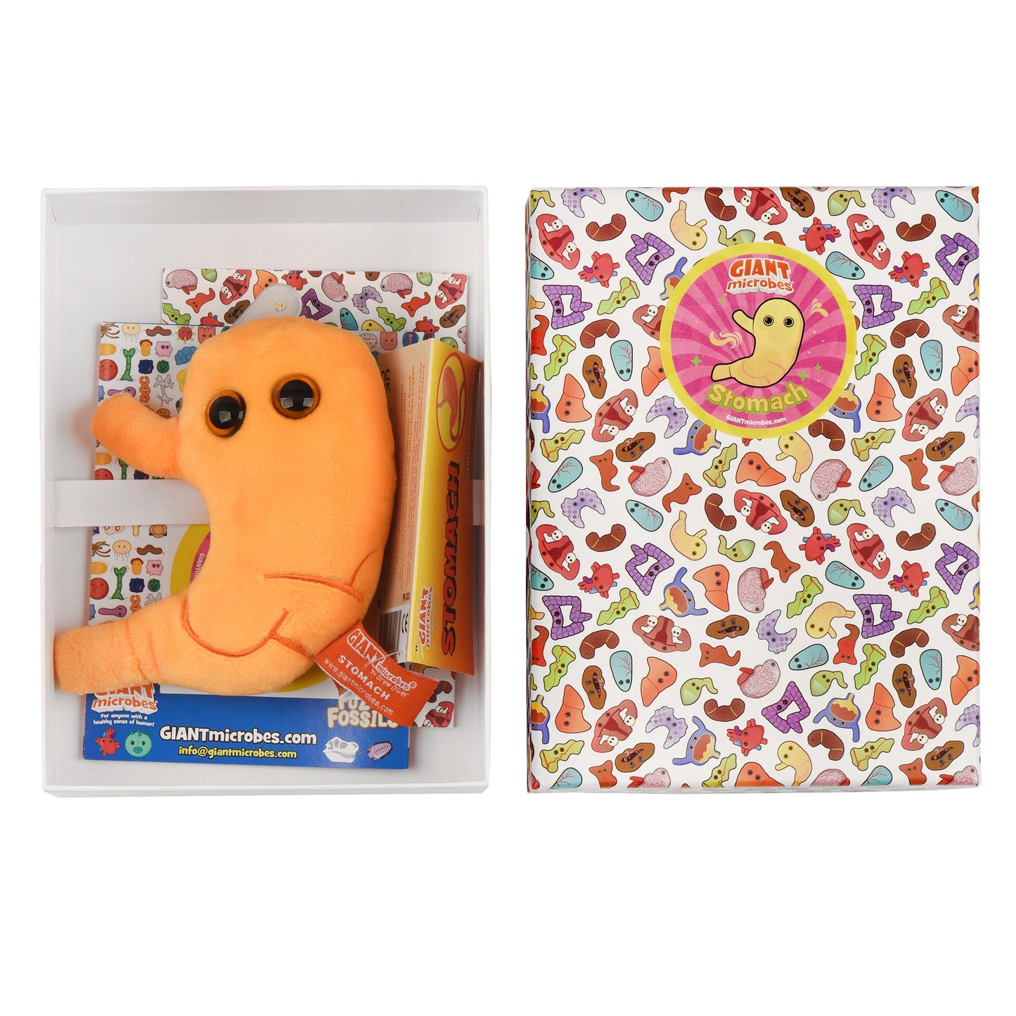 GIANT MICROBES Stomach Plush Gift Set - Includes Plush, Greeting Card and Sticker - Bariatric Surgery Gifts, Gastric Sleeve & Gastric Bypass Gift