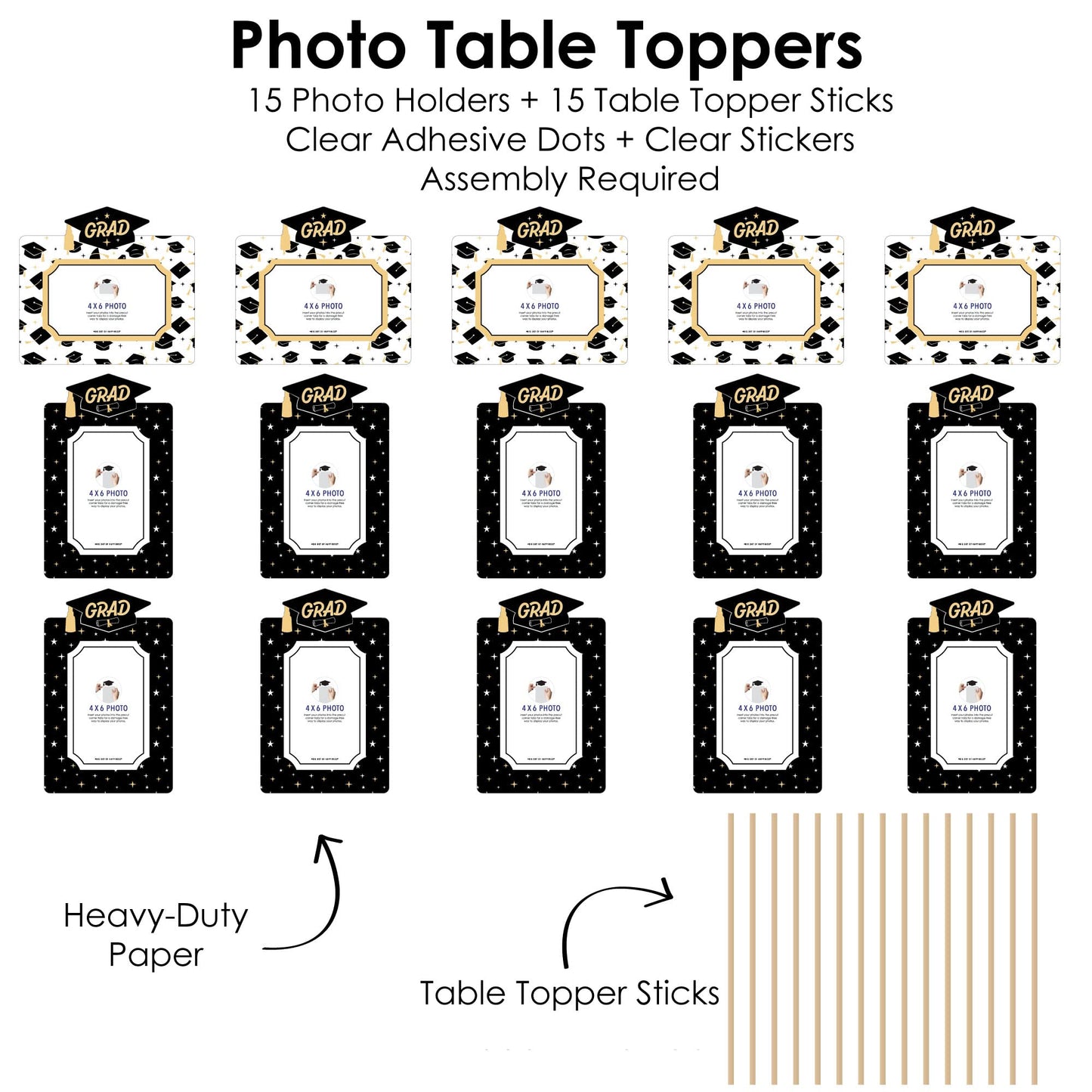 Big Dot of Happiness Goodbye High School, Hello College - Graduation Party Picture Centerpiece Sticks - Photo Table Toppers - 15 Pieces
