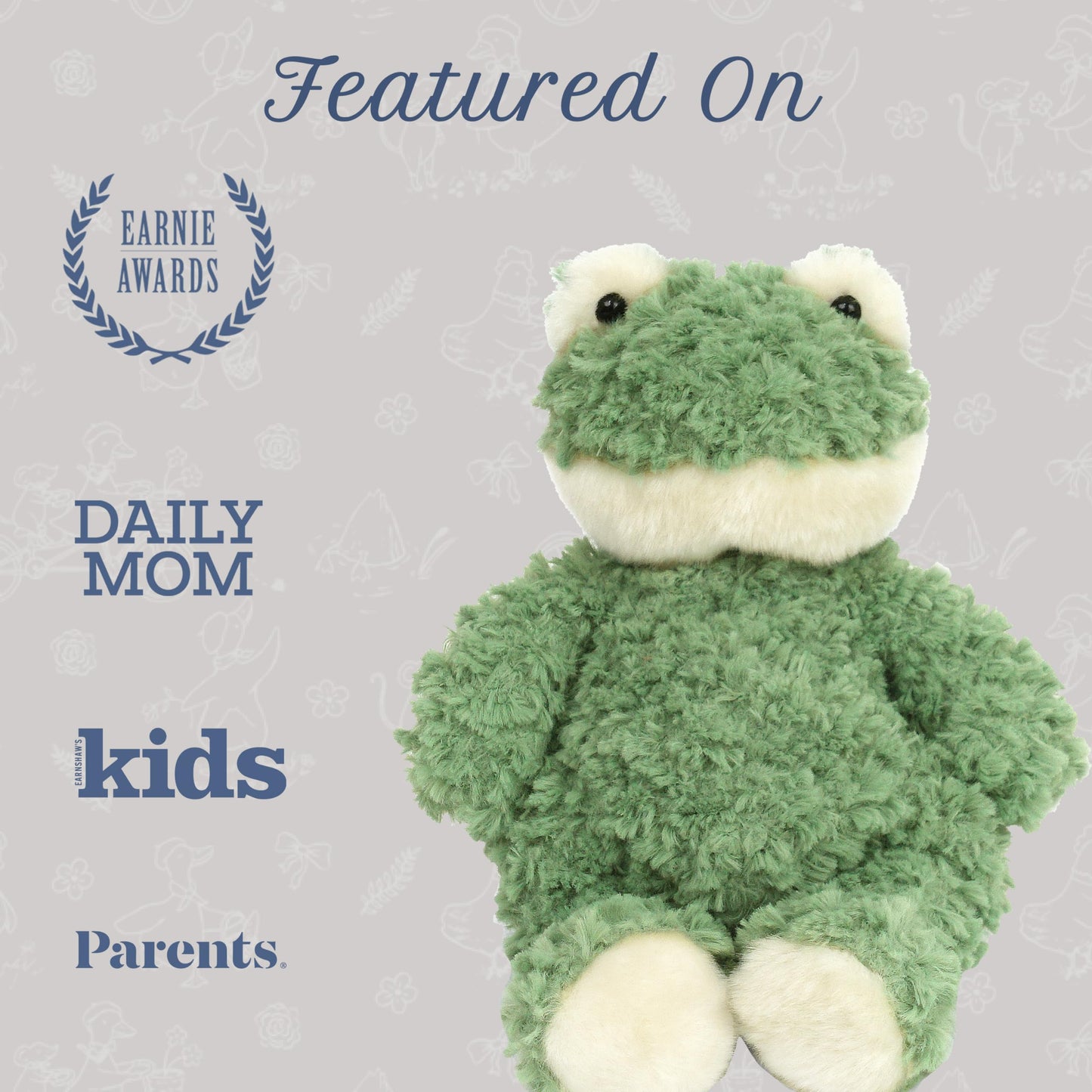MON AMI Frankie The Frog 12-Inch Stuffed Animal, Soft Green Frog Plush Toy