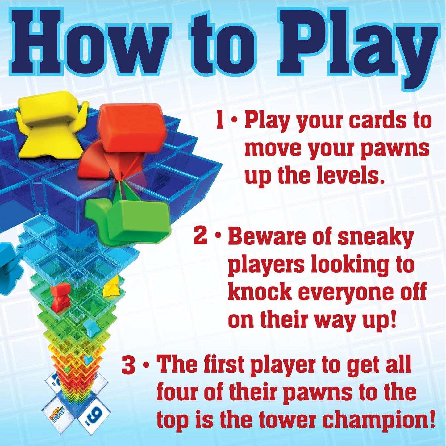 MindWare Leaps and Ledges Strategy Game - Ages 8+ - Fun Party Game and Family Game Night Activity for Kids, Teens, and Adults - 2 to 4 Players