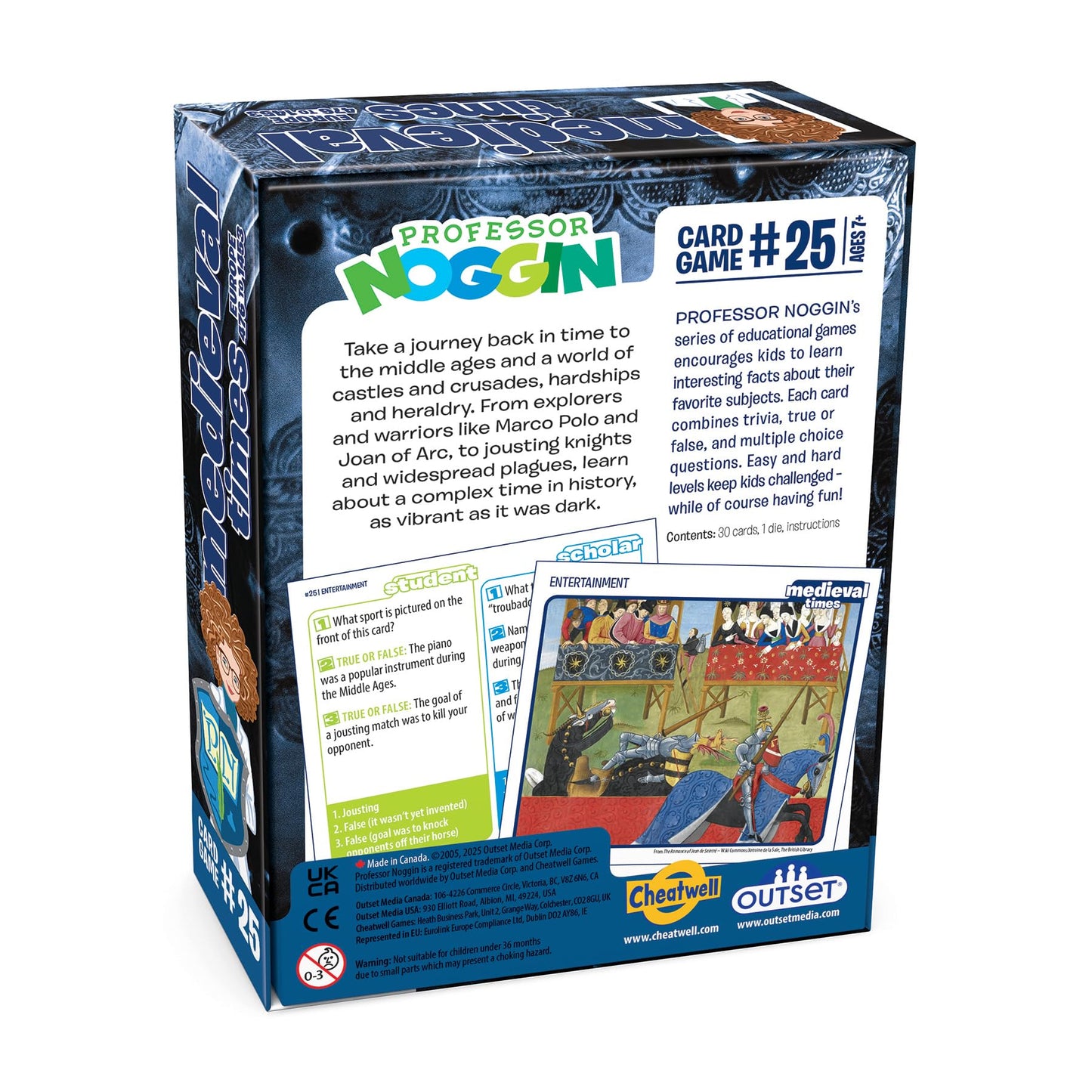 Outset Media Professor Noggin's Medieval Times - an Educational Trivia Based Card Game for Kids - Trivia, True or False, and Multiple Choice - Ages 7+