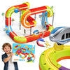 Electric Magnetic Train Toys Set- Flexible Race Track for Kids 3 4 5 6 7 8,stem Gravity Magnetic Roller Car Track for Toddlers,3D Infinity Cube Track