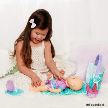 My Disney Nursery Baby Doll Accessories, Ariel Transforming 2-in-1 Diaper Bag & Changing Pad for Dolls Inspired by Disney The Little Mermaid! Pretend
