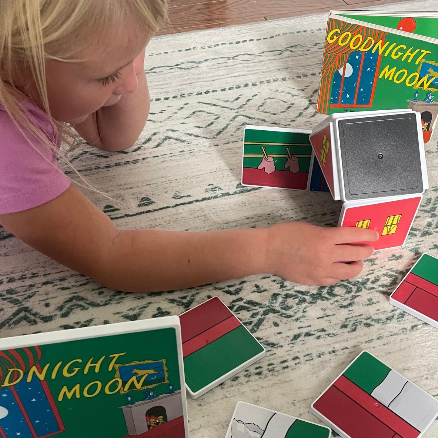 CreateOn Goodnight Moon Magentic Tile Set - STEM & Montessori Building & Educational Toys for Kids, Travel Toys for Boys and Girls Ages 3+, 19 Pieces