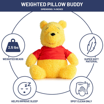 Jay Franco Weighted Disney Plush Pillow Buddy - 2.5 lbs Soft Plushie Stuffed Pillow, 14 Inches, Yellow - Winnie the Pooh
