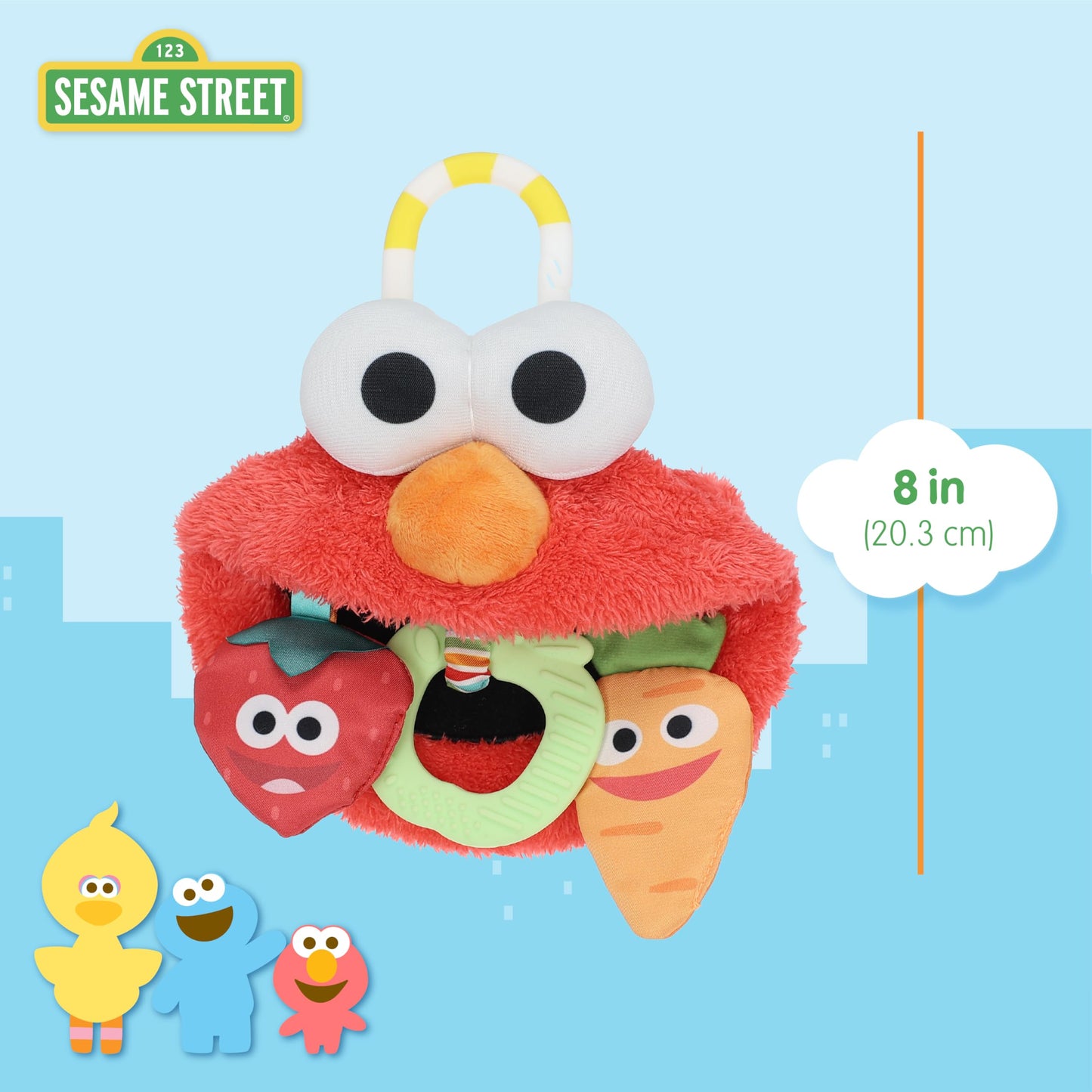 Kids Preferred Sesame Street Elmo On The Go Activity Toy with Silicone Teether for Newborns