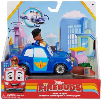Disney Junior Firebuds, Jayden and Piston Toy Car with Pull-Back Feature and Doughnut Drift Action, Kids’ Toys for Boys and Girls Aged 3 and Up