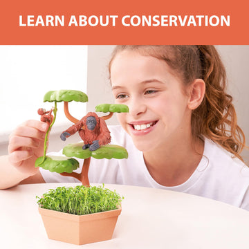 Wild Scenes Orangutans' Treetop Adventure - Grow & Play Kit Environmentally Friendly Wildlife Conservation Toy - Animal Playset for Kids Ages 4 and Up