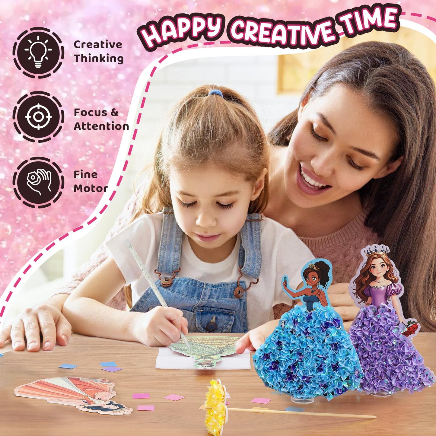 Poke Art Princess Kit Gift 10 Pcs Set,Crafts For Kids Ages 4-8, Diy Craft Kits With & Arts And Crafts For Kids.4, 5, 6, 7, 8, 9,10 Christmas