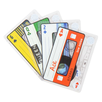 Kikkerland Cassette Playing Cards - Transparent & Waterproof - Retro Card Deck for Game Night, Travel, & Camping