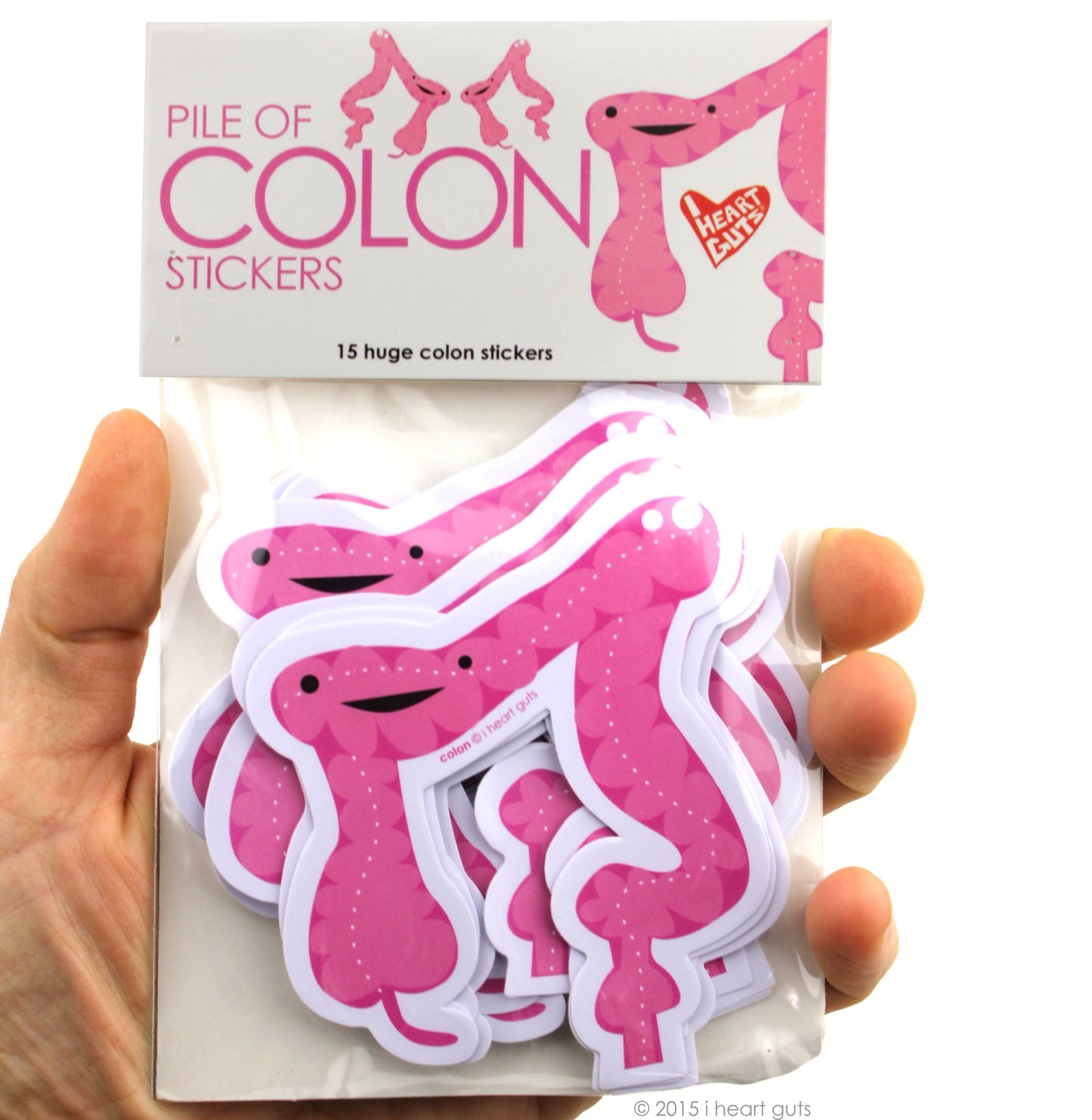 I Heart Guts Pile of Colon Stickers - 15 Colon Stickers - Funny Digestive Organ Vinyl Sticker Pack for Laptops, Journals, Gifts, and Medical Nerds
