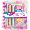 3C4G Tie Dye Pastel All-in-1 Sketchbook Set - Sketch Book for Kids with Pencils, Stickers & More - Drawing Kit for Kids - Unlined Diary for Girls