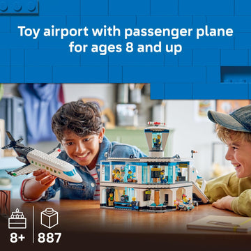 LEGO City Airport with Airplane Building Toy - Building Toy for Kids - Pretend Play Travel Set for Boys & Girls, Ages 8+ - Includes 9 Minifigures