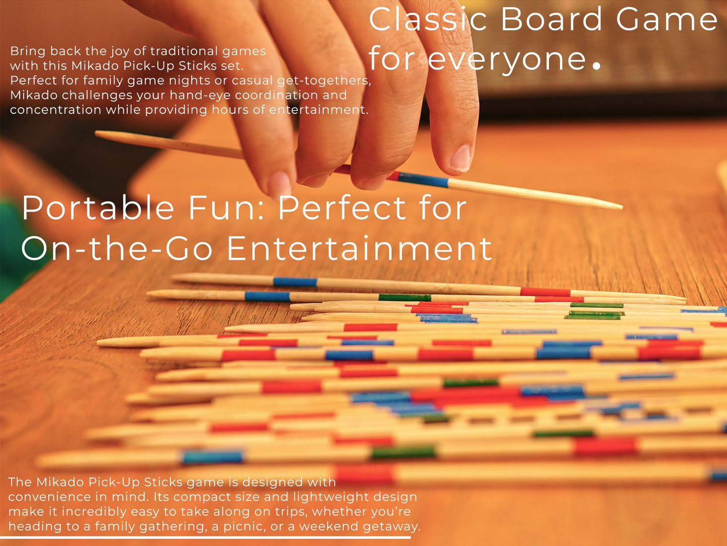 BSIRI Mikado Wooden Pick Up Sticks Game Original Classic Old Fashion Chinese Board Games for Adults and Seniors Toys in Family Brain Teasers