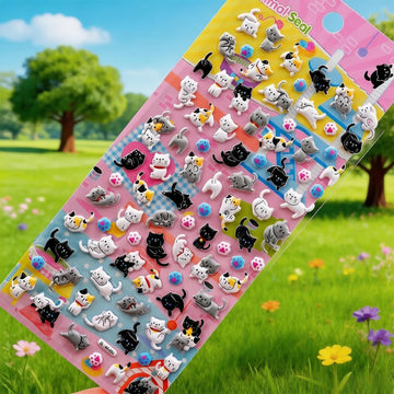 Puffy Animal Stickers Cute Mini 3D Penguin Puppy Panda Bear Stickers Fluffy Raised Stickers for Indoor Outdoor Decoration 6 Sheets Ideal for Laptops