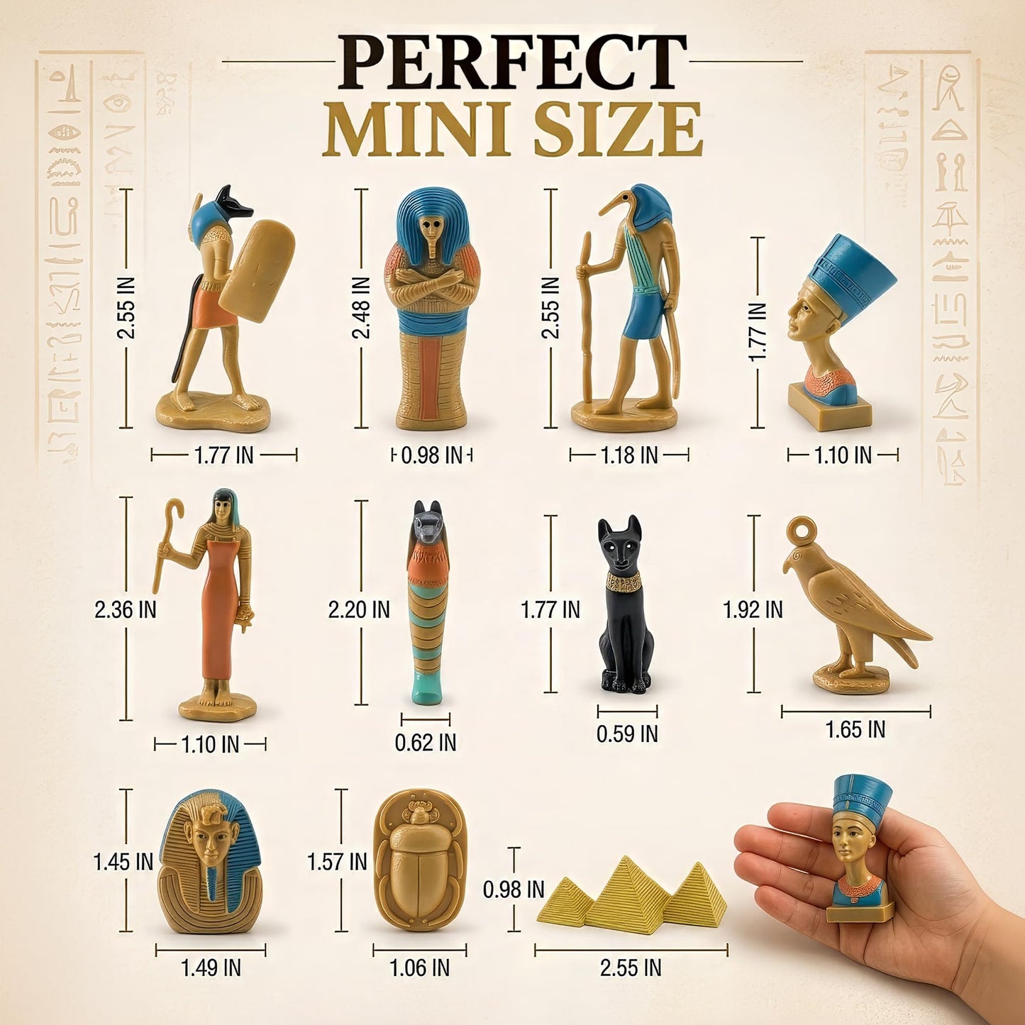Liberty Imports 12 PCS Ancient Egypt Toys, Mini Egyptian Figurines Play Set - Pyramids of Giza, Mummy, King TUT, Sphinx, Anubis and Artifacts
