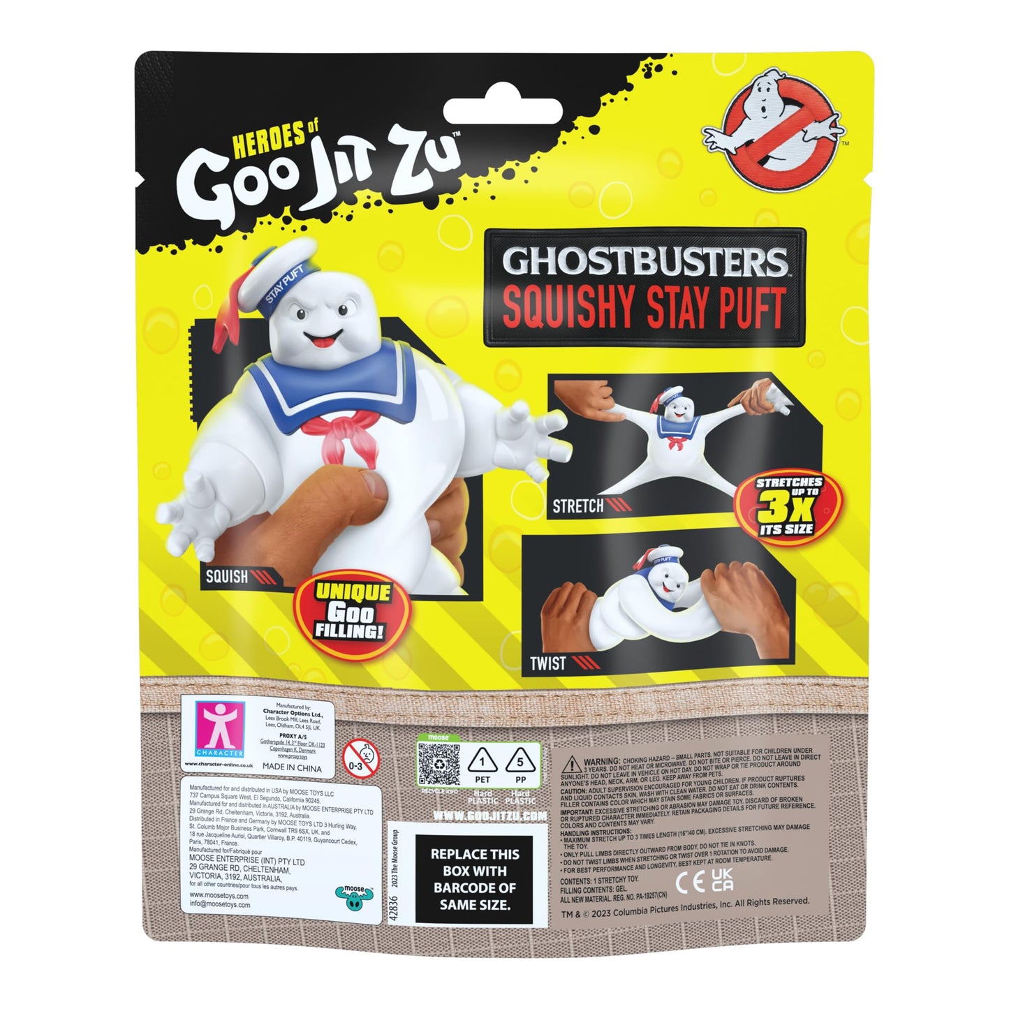 Heroes of Goo Jit Zu Ghostbusters Squishy Stay Puft Figure |Unique Goo Filling | Stretches Up to 3X Its Size | Stretch, Twist and Watch It Return to