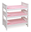 Badger Basket 1-2-3 Convertible Doll Bunk Bed - Pink Stripe Design with Bedding and Personalization Kit - Doll Crib Furniture for 18 to 20 Inch Baby